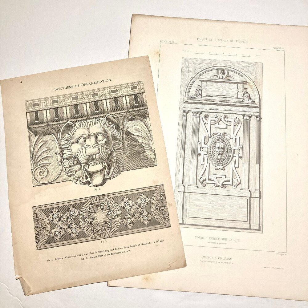 2 Decorative Victorian Prints featuring Lions